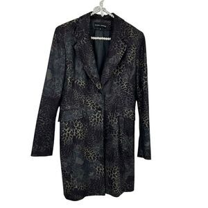 Mob wife black long jacket animal print Randy Kemper womens size 4 whimsigoth